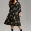 Floral Glitter Pocket Gathered Detail Dress -Bloomchic Shop 213467011 br