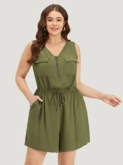 Plain V Neck Drawstring Pocket Zipper Jumpsuit 13 Plain V Neck Drawstring Pocket Zipper Jumpsuit -Bloomchic Shop 213612150 cf 3711e210 b7bc 4e65 b672 b9c8c4c6d572