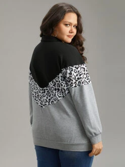 Leopard Contrast Patchwork Half Zip Sweatshirt 13 Leopard Contrast Patchwork Half Zip Sweatshirt -Bloomchic Shop 214764266 hf
