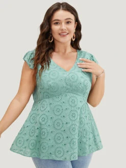 Solid Broderie Anglaise Ruffles Cap Sleeve Tank Top 12 Solid Broderie Anglaise Ruffles Cap Sleeve Tank Top -Bloomchic Shop 221055179 oj