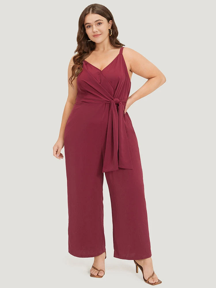 Plain Surplice Neck Twist Front Cami Jumpsuit 4 Plain Surplice Neck Twist Front Cami Jumpsuit - Image 2