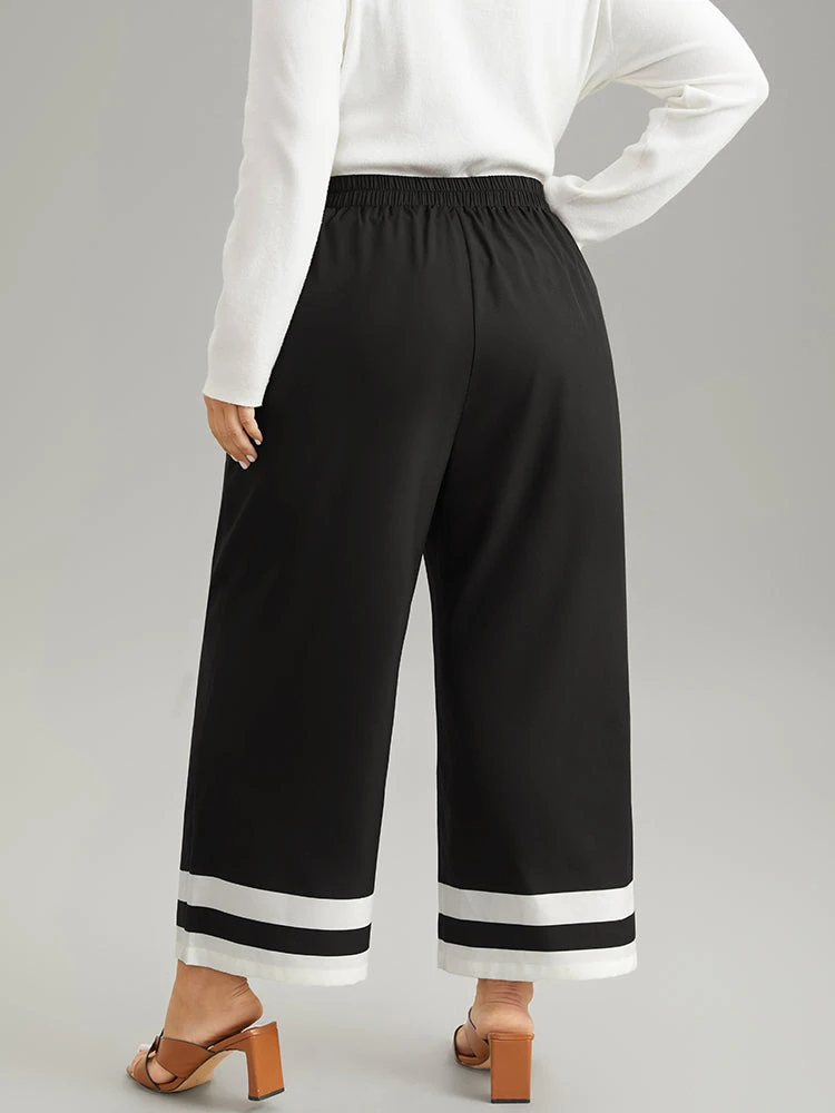 Contrast Trim Slant Pocket Elastic Waist Pants 4 Contrast Trim Slant Pocket Elastic Waist Pants - Image 2