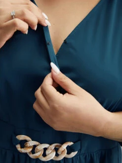 Plain Bowknot Ties Buckle Detail Wrap Blouse -Bloomchic Shop 221986316 ai