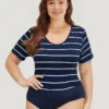 Striped Contrast Patchwork Crew Neck Bodysuit -Bloomchic Shop 22259793 cy 8128de23 5a99 454f 84de d7db6c6f00ed