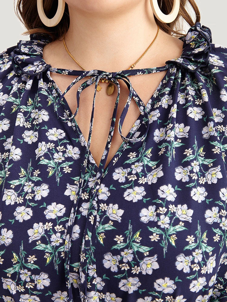 Ditsy Floral Pocket Tie Neck Frill Trim Dress 8 Ditsy Floral Pocket Tie Neck Frill Trim Dress - Image 6