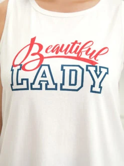 Letter Print Crew Neck Graphic Tank Top -Bloomchic Shop 223062609 cz