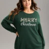 Christmas Letter Leopard Round Neck Sweatshirt -Bloomchic Shop 22460457 dw