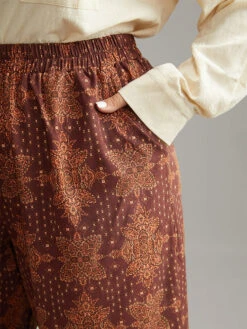 Bandana Elastic Waist Wide Leg Ties Pants -Bloomchic Shop 226484220 xw