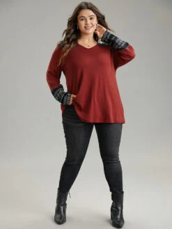 Bandana Print Patchwork Contrast T-shirt -Bloomchic Shop 228291195 qg