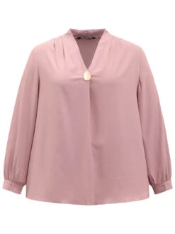 Plain Buckle Detail Pleated Blouse -Bloomchic Shop 228495347 zd