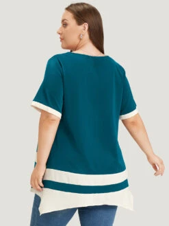 Anti-Wrinkle Two Tone Hanky Hem Blouse -Bloomchic Shop 228967030 iu f8de3c89 bfbd 44f7 8c8c 2f100610b8a6