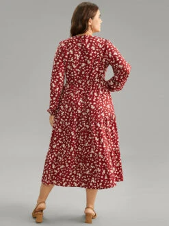 Ditsy Floral Square Neck Shirred Gathered Dress -Bloomchic Shop 229635072 ow