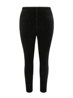 Velvet Rhinestone High Rise Skinny Leggings -Bloomchic Shop 229683684 jk