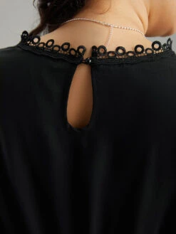 Plain Ruffles Elastic Waist Lace Patchwork Blouse 14 Plain Ruffles Elastic Waist Lace Patchwork Blouse -Bloomchic Shop 229719055 my