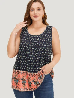 Bandana Print Round Neck Tank Top