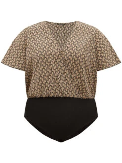 Graphic Print Surplice Neck Ruffle Sleeve Bodysuit 19 Graphic Print Surplice Neck Ruffle Sleeve Bodysuit -Bloomchic Shop 230462286 ur