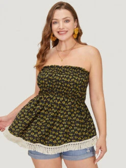 Ditsy Floral Frill Trim Tassels Hem Shirred Off Shoulder Blouse 27 Ditsy Floral Frill Trim Tassels Hem Shirred Off Shoulder Blouse -Bloomchic Shop 231578630 nu 13f3e8bd c900 4ca7 95a5 661250635a4d