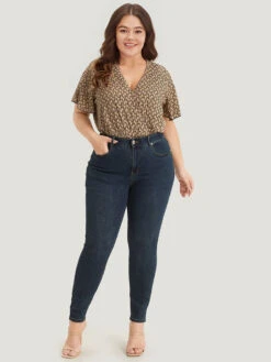 Graphic Print Surplice Neck Ruffle Sleeve Bodysuit 14 Graphic Print Surplice Neck Ruffle Sleeve Bodysuit -Bloomchic Shop 236956761 ch