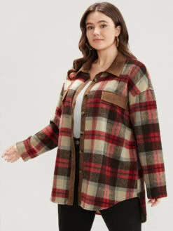 Plaid Button Up High Low Hem Blouse -Bloomchic Shop 237332014 ju