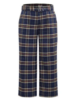 Plaid Pocket Eyelet Belted Straight Leg Pants -Bloomchic Shop 241692633 ji 441ac72d 5d29 413a 8986 07e7553fa4b0