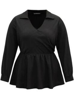 Plain Wrap Elastic Waist Texture Jacquard Blouse 13 Plain Wrap Elastic Waist Texture Jacquard Blouse -Bloomchic Shop 243986929 bl 362d87f9 4ff3 4bbb a2d4 14a85397f549