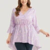 Floral Bell Sleeve Button Through High Low Hem Blouse -Bloomchic Shop 244234308 ui 543db699 0bce 45d7 9d21 4965c0b0b689