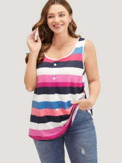 Striped Contrast Button Detail Scoop Neck Tank Top 14 Striped Contrast Button Detail Scoop Neck Tank Top -Bloomchic Shop 244492596 sl