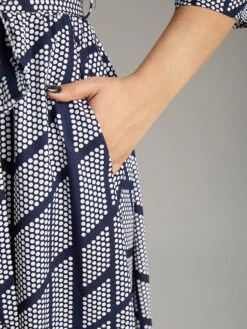 Polka Dot Geometric Keyhole Belted Dress -Bloomchic Shop 245119175 yz