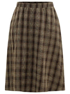 Plaid Print Pocket Elastic Waist Skirt -Bloomchic Shop 245705089 vq