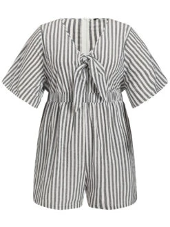 Striped Print Pocket Knot Flutter Sleeve Jumpsuit 15 Striped Print Pocket Knot Flutter Sleeve Jumpsuit -Bloomchic Shop 245849249 tw