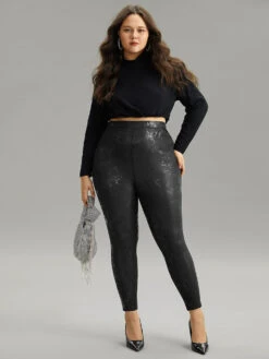 Vintage PU Leather Glitter Skinny Leggings 13 Vintage PU Leather Glitter Skinny Leggings -Bloomchic Shop 245893587 tg