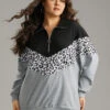 Leopard Contrast Patchwork Half Zip Sweatshirt -Bloomchic Shop 246200429 iv