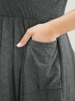 Plain Ruffle Pocket High Low Hem Tank Top -Bloomchic Shop 247726688 rz