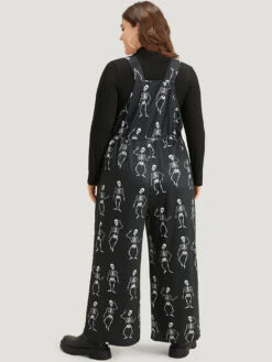Halloween Skull Print Pocket Ties Cami Jumpsuit -Bloomchic Shop 249334290 os