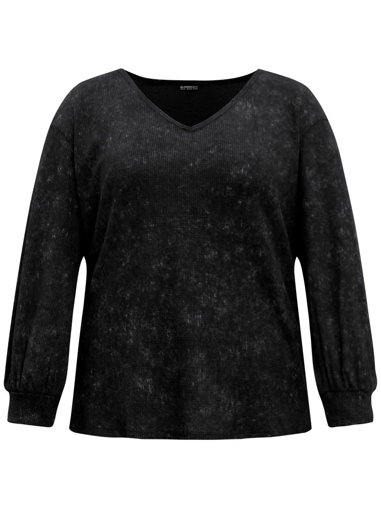 Waffle Knit Heather V Neck T-shirt 10 Waffle Knit Heather V Neck T-shirt - Image 8