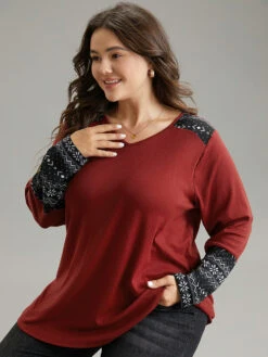 Bandana Print Patchwork Contrast T-shirt -Bloomchic Shop 25176062 sj