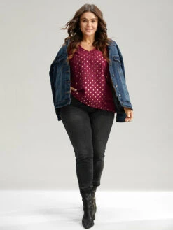 Glitter Polka Dot V Neck Tank Top 12 Glitter Polka Dot V Neck Tank Top -Bloomchic Shop 251916301 bs