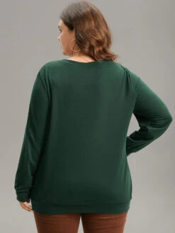 Christmas Letter Leopard Round Neck Sweatshirt -Bloomchic Shop 25310433 dm