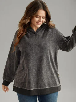 Contrast Patchwork Hooded Raglan Sleeve Sweatshirt -Bloomchic Shop 255440536 aw