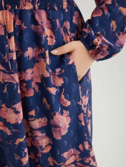 Floral Print Shirred Frill Trim Ties Dress 20 Floral Print Shirred Frill Trim Ties Dress -Bloomchic Shop 255723891 eh