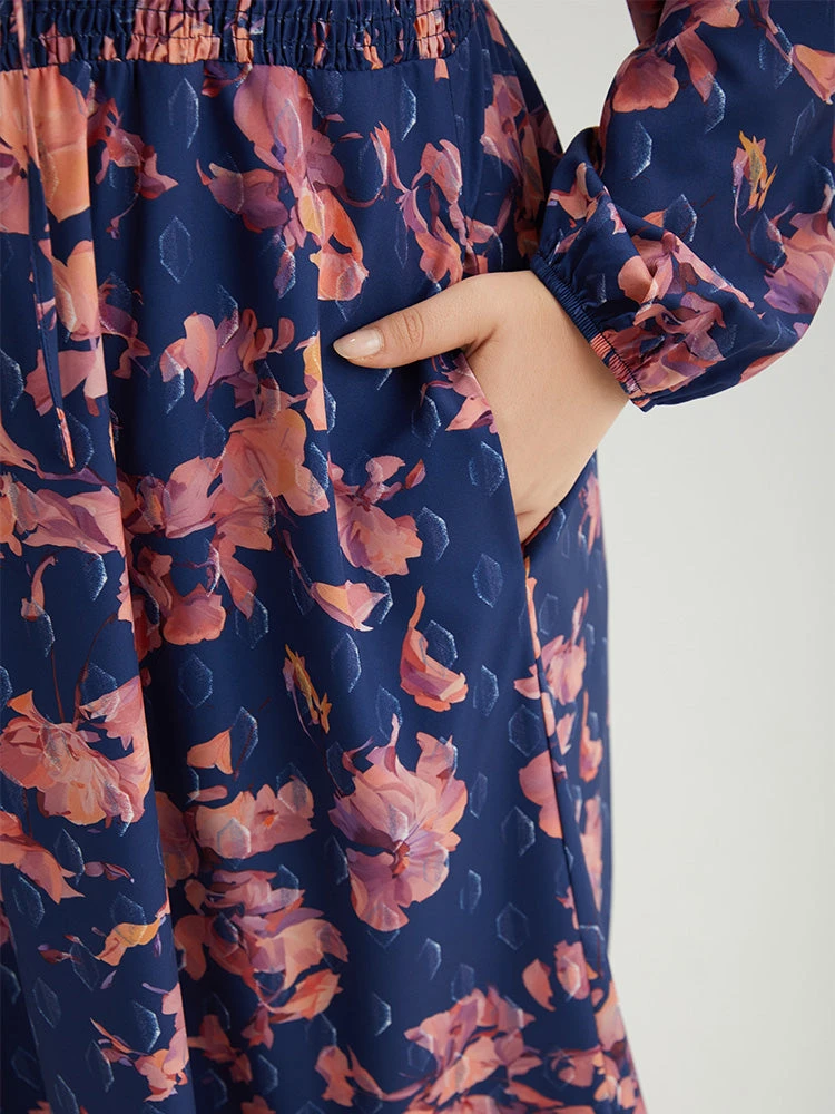 Floral Print Shirred Frill Trim Ties Dress 11 Floral Print Shirred Frill Trim Ties Dress - Image 9