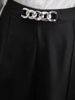 Metal Detail Pleated Wide Leg Pants -Bloomchic Shop 2574375 ol