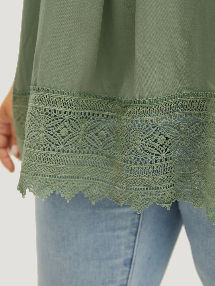 Plain Contrast Lace Pleated V Neck Tank Top 9 Plain Contrast Lace Pleated V Neck Tank Top - Image 7