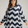 Geo Striped Hooded Elastic Cuffs T-shirt -Bloomchic Shop 258129603 io