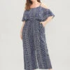 Striped Geometric Pocket Ruffles Cold Shoulder Jumpsuit 1 Striped Geometric Pocket Ruffles Cold Shoulder Jumpsuit -Bloomchic Shop 258293953 xh