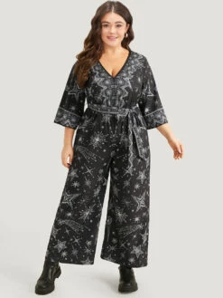 Halloween Star Print Belted V Neck Jumpsuit 13 Halloween Star Print Belted V Neck Jumpsuit -Bloomchic Shop 258587678 eq