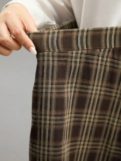 Plaid Print Pocket Elastic Waist Skirt -Bloomchic Shop 258677211 dd