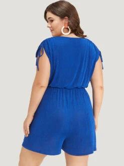 Solid Pocket Drawstring Surplice Neck Tank Jumpsuit -Bloomchic Shop 260670048 nk