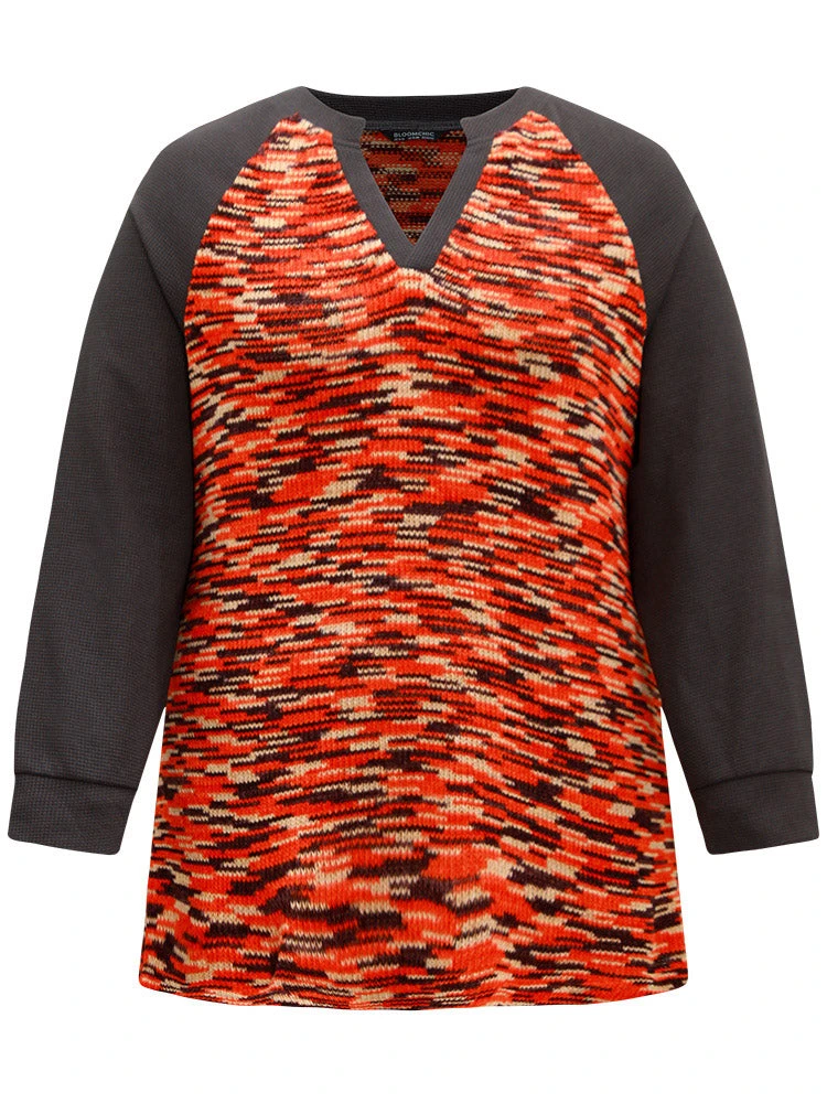 Contrast Heather Waffle Knit Raglan Sleeve Sweatshirt 7 Contrast Heather Waffle Knit Raglan Sleeve Sweatshirt - Image 5