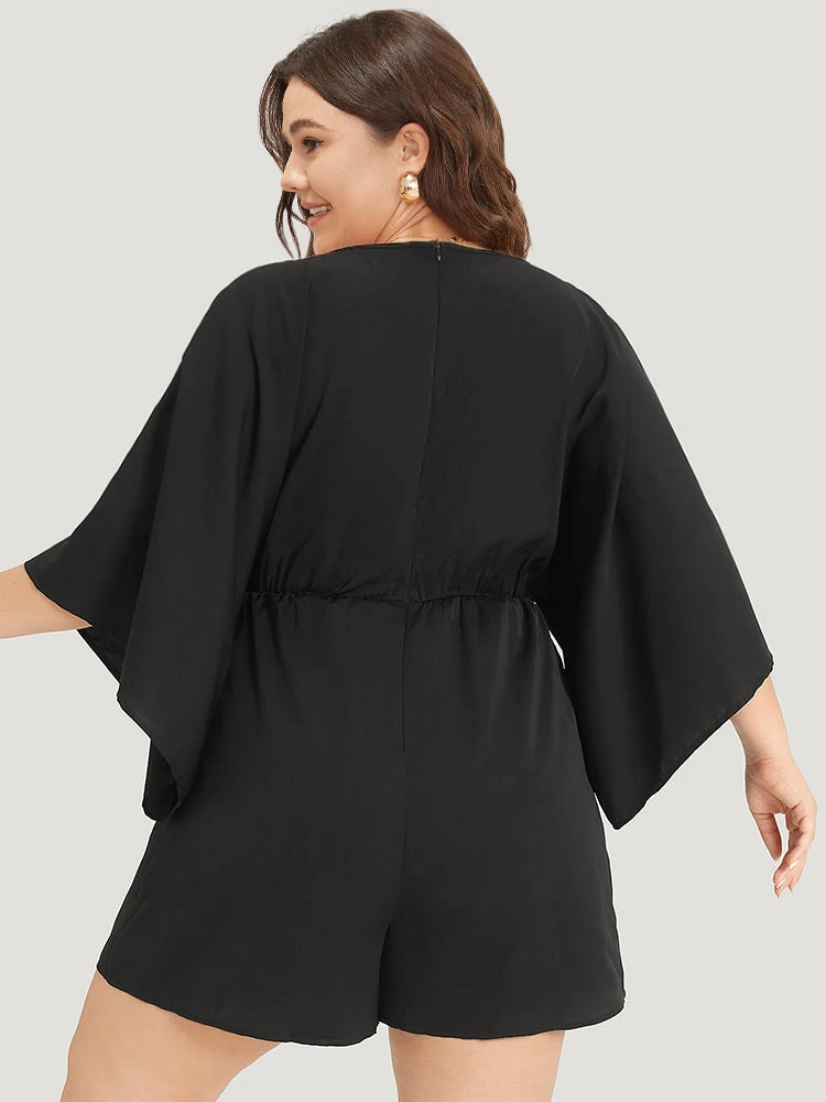 Plain Pocket Flounce Sleeve Elastic Waist Ties Jumpsuit 4 Plain Pocket Flounce Sleeve Elastic Waist Ties Jumpsuit - Image 2